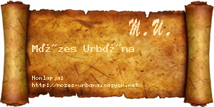 Mózes Urbána névjegykártya